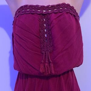 Woman Strapless Flowy Beach Romper